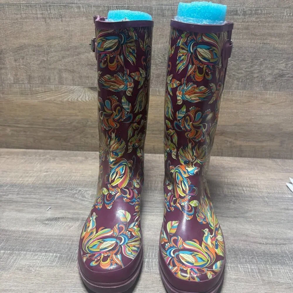 Sakroots Mulberry Floral Rubber Rain Boots Women's Size 10